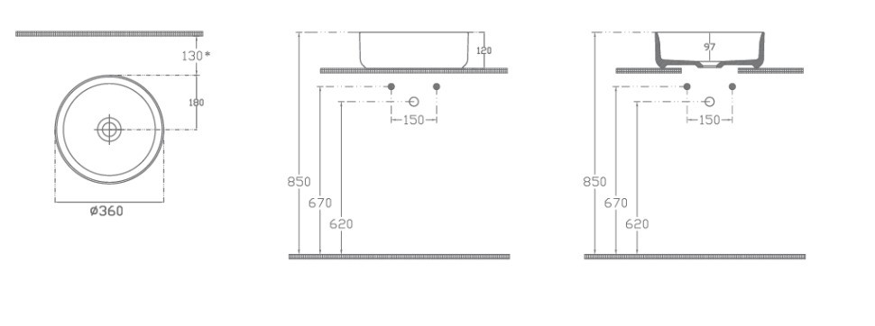 Раковина накладная ISVEA Infinity 42 круглая 42см, с отверстием под смеситель цвет черный матовый 10NF65042-2N