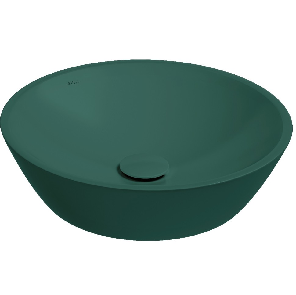 Раковина ISVEA SistemaY Soft накладная ШГВ 450*450*120 отверстия для смесителя отсутствуют цвет изумрудный матовый 10SY66045-2P