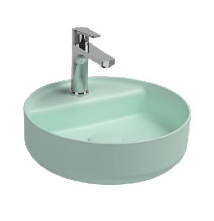 Раковина накладная ISVEA Infinity 42 круглая 42см, с отверстием под смеситель цвет мятно-зеленый матовый 10NF65042-2T