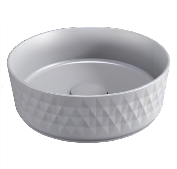 Раковина накладная ISVEA Rombo круглая ?36см, без отверстия под смеситель цвет серый бетон матовый 10NF67036-2V