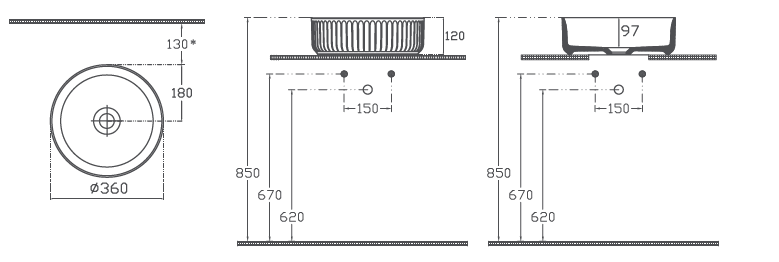 Раковина накладная ISVEA Infinity Ion круглая 36см, без отв. под смеситель цвет терракотовый матовый 10NF66036-2U
