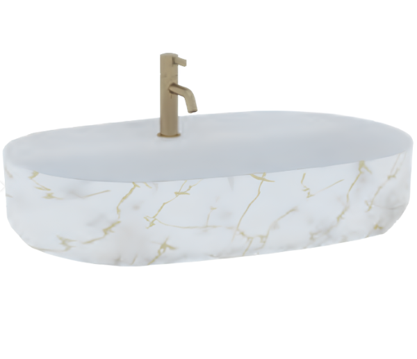 Раковина накладная ISVEA Infinity 60 овальная 60см цвет MARMO белый матовый 10NF65060-2L-MRM