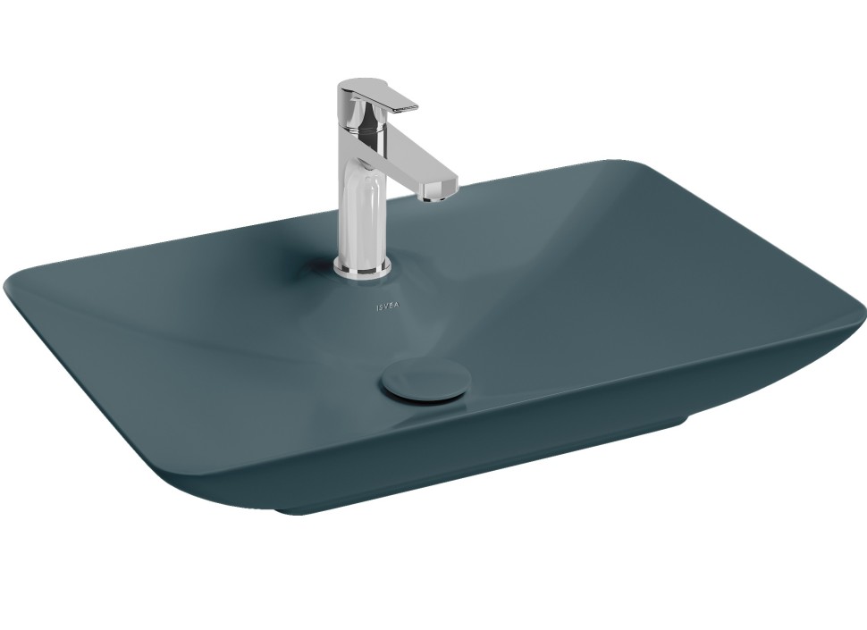 Раковина ISVEA SistemaY Clear накладная ШГВ 644*395*125 отверстия для смесителя 1 цвет изумрудный матовый 10SY50065-2P