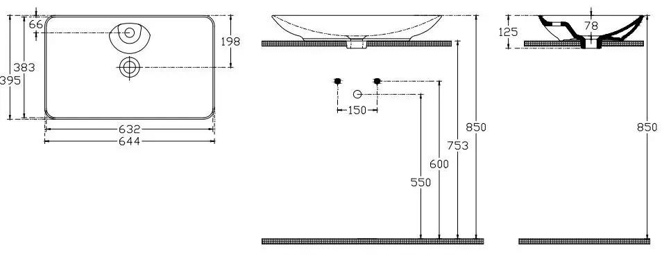 Раковина ISVEA SistemaY Clear накладная ШГВ 644*395*125 отверстия для смесителя 1 цвет изумрудный матовый 10SY50065-2P