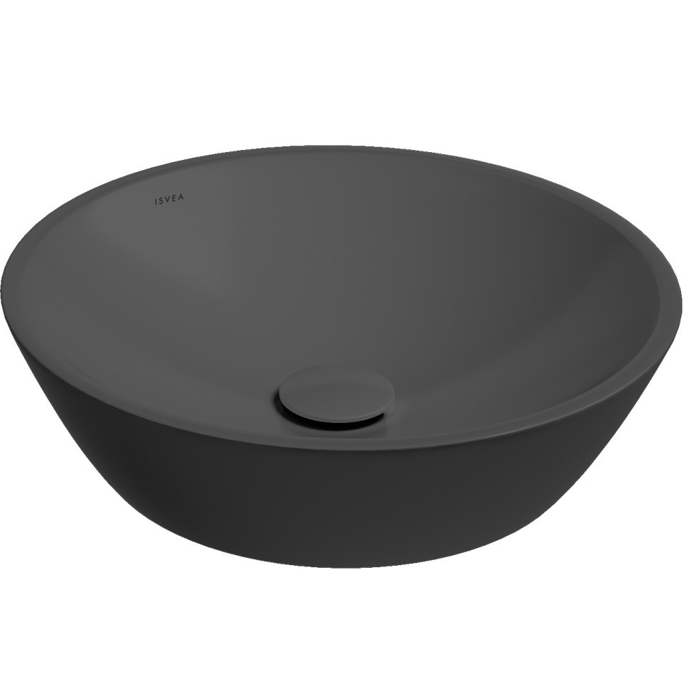 Раковина ISVEA SistemaY Soft накладная ШГВ 450*450*120 отверстия для смесителя отсутствуют цвет антрацит матовый 10SY66045-2C