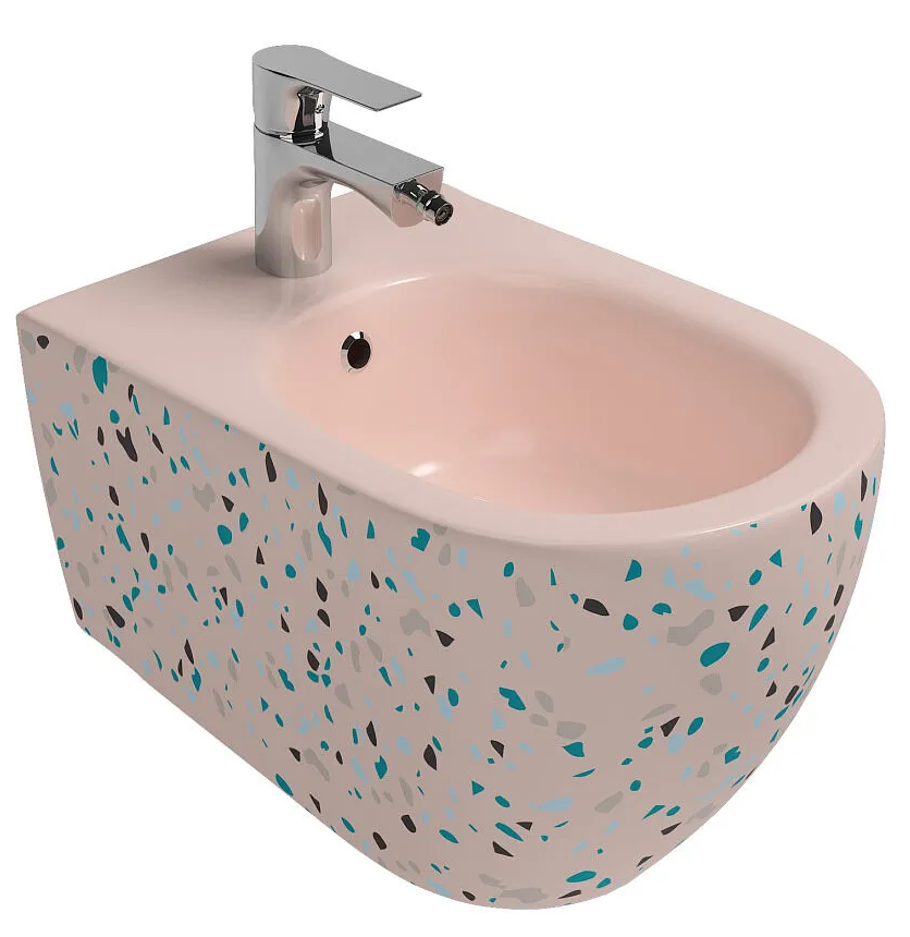 Биде ISVEA Infinity подвесной ШГВ 365*530*400 цвет лососевый матовый Terrazzo 10NF41001-TRZ-2S
