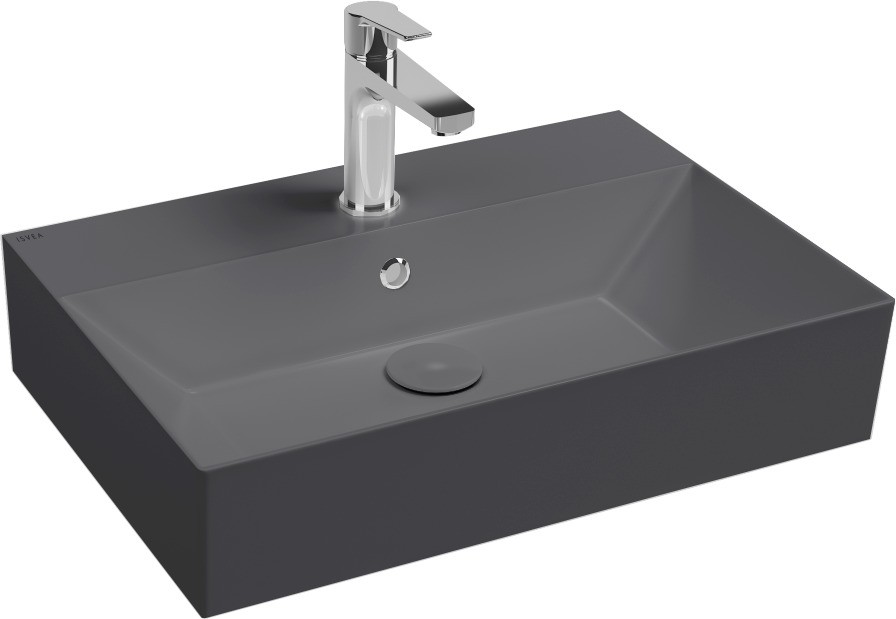 Раковина ISVEA SistemaZ Frame накладная ШГВ 600*420*132 отверстия для смесителя 1 цвет антрацит матовый 10SF50060-2C