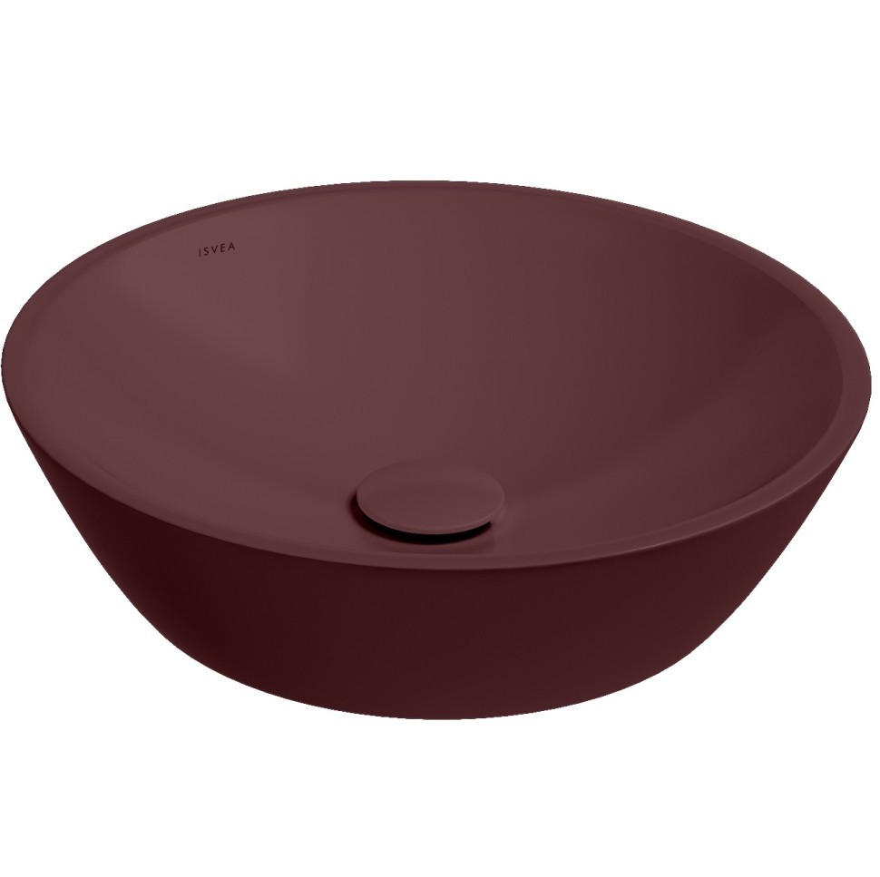 Раковина ISVEA SistemaY Soft накладная ШГВ 450*450*120 отверстия для смесителя отсутствуют цвет бордовый матовый 10SY66045-2R
