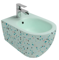 Биде ISVEA Infinity подвесной ШГВ 365*530*400, цвет мятно-зеленый матовый Terrazzo 10NF41001-TRZ-2T