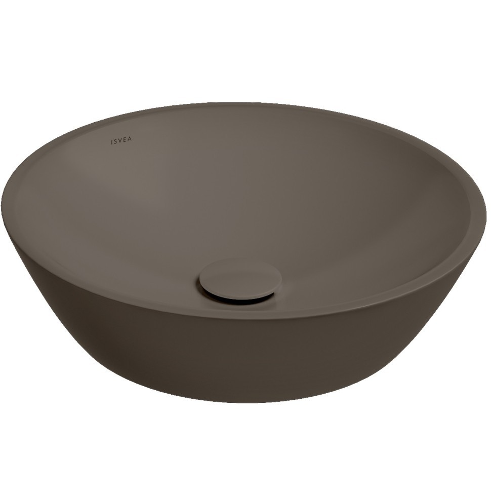 Раковина ISVEA SistemaY Soft накладная ШГВ 450*450*120 отверстия для смесителя отсутствуют цвет коричневый матовый 10SY66045-2H