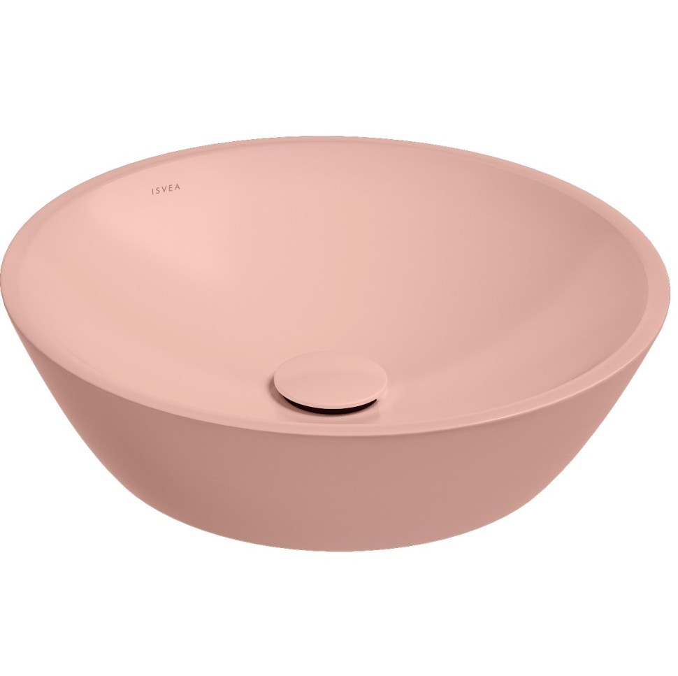 Раковина ISVEA SistemaY Soft накладная ШГВ 450*450*120 отверстия для смесителя отсутствуют цвет лососевый матовый 10SY66045-2S