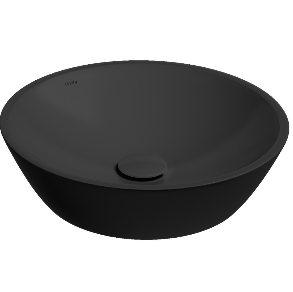 Раковина ISVEA SistemaY Soft накладная ШГВ 450*450*120 отверстия для смесителя отсутствуют цвет черный матовый 10SY66045-2N