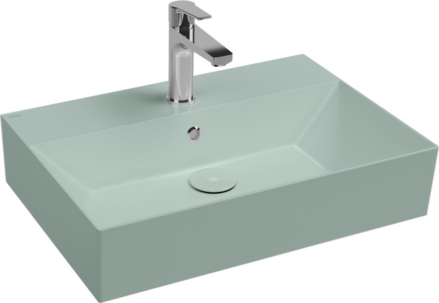 Раковина ISVEA SistemaZ Frame накладная ШГВ 600*420*132 отверстия для смесителя 1 цвет мятно зеленый матовый 10SF50060-2T