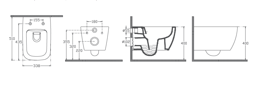 Унитаз ISVEA VEA Vortex (смыв торнадо), подвесной ШГВ 338*510*400 цвет черный матовый 10VA02003-2N