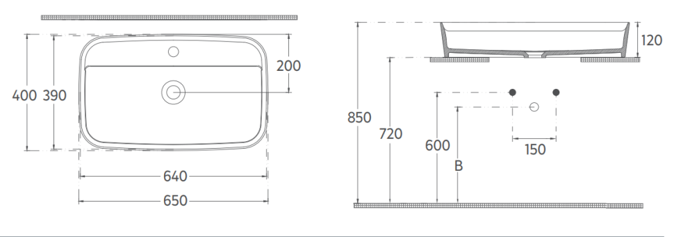 Раковина накладная ISVEA Peak 10PE65065 прямоугольная 65 см с отверстием для смесителя цвет белый 10PE65065