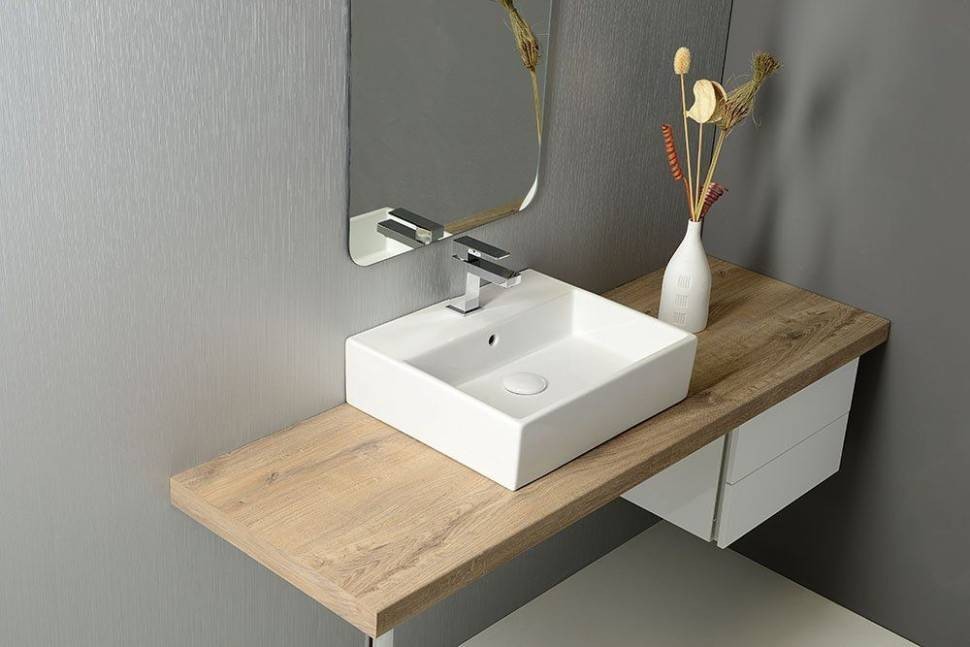 Раковина накладная ISVEA Purita прямоугольная 50см с отверстием под смеситель цвет белый 10PL50050