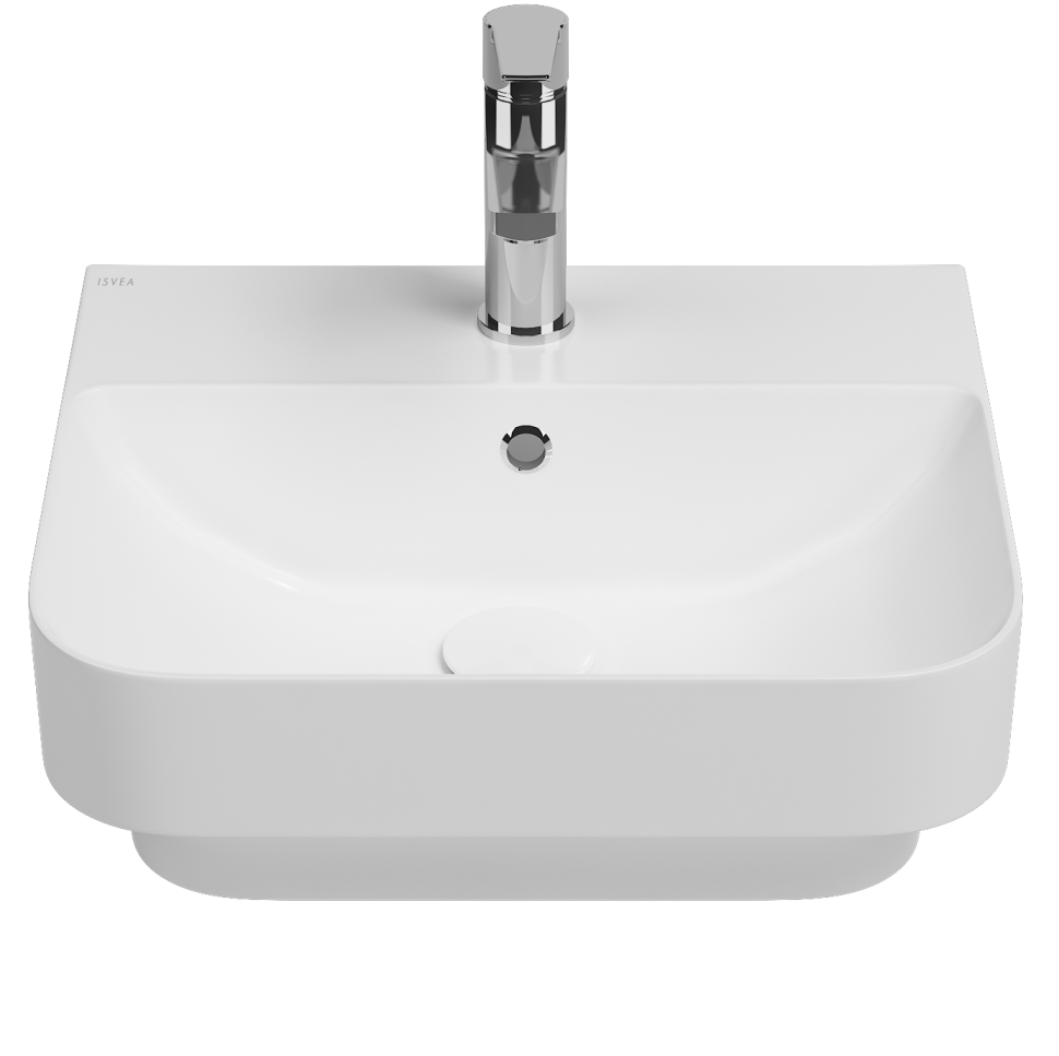 Раковина накладная ISVEA Sott'Aqua 10SQ50048 прямоугольная 48см с отверстием под смеситель, белый 10SQ50048