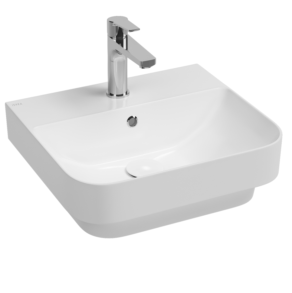 Раковина накладная ISVEA Sott'Aqua 10SQ50048 прямоугольная 48см с отверстием под смеситель, белый 10SQ50048