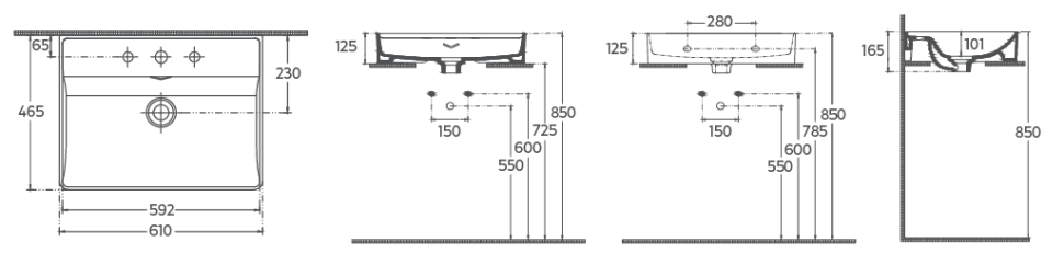 Раковина накладная ISVEA Vea 61 прямоугольная 61см, отверстие под смеситель в комплекте сифон цвет белый 10VAS5061I