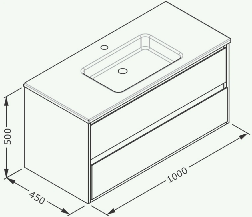 Тумба подвесная под раковину ISVEA Pro 100 с двумя ящиками цвет белый 21MG1001100I