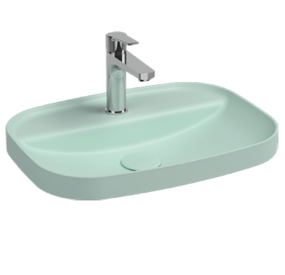 Раковина полувстраиваемая ISVEA Infinity 55 прямоугольная 55см, с отверстием под смеситель цвет мятно-зеленый матовый 10NF50055-2T