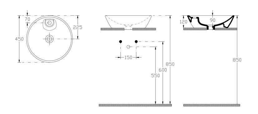 Раковина ISVEA SistemaY Soft накладная ШГВ 450*450*120 отверстия для смесителя 1 цвет синий матовый 10SY65045-2Z