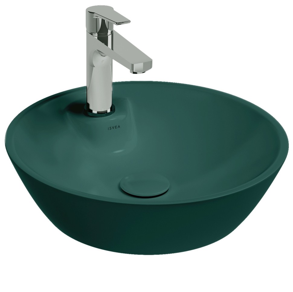 Раковина ISVEA SistemaY Soft накладная ШГВ 450*450*120 отверстия для смесителя 1 цвет изумрудный матовый 10SY65045-2P